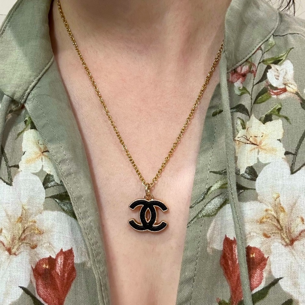 Authentic Chanel Upcycled Charm/zipper pull/ button Necklace
